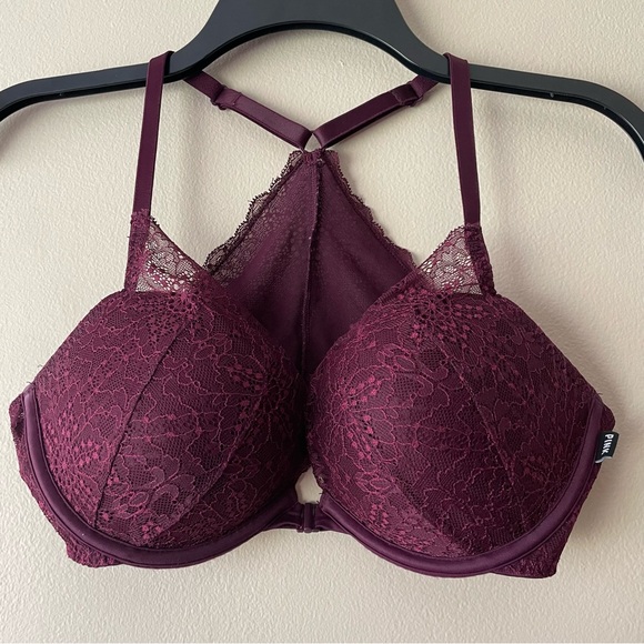 PINK Victoria's Secret Other - PINK VICTORIA’S SECRET Front Closure Push-up Lace Racer Back-34D